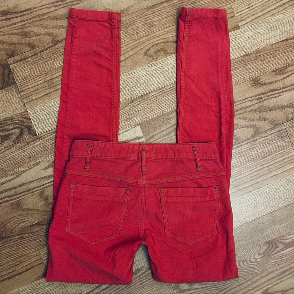 Free People Red Corduroy Pants Straight Leg Size 25 - Picture 8 of 12
